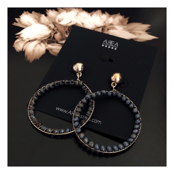 NEW Area Stars Boho Wire Wrapped Beaded Hoop Earrings - Picture 1 of 3